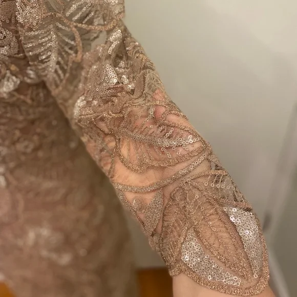 New BHLDN Mackenzie Embroidered Metallic Rose Gold Size 8 - Picture 6 of 15